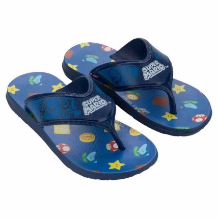 Chinelo Slide Infantil Super Mario Power Up - 23485 - Preto/azul - Atacado