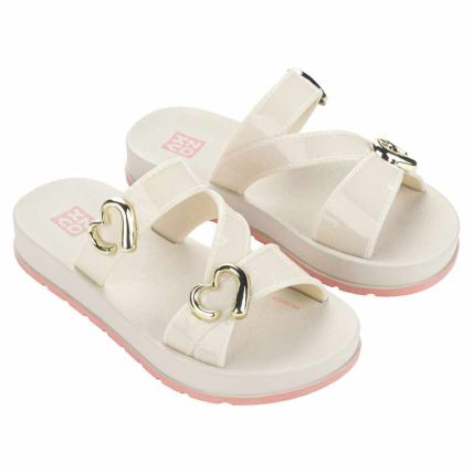 Chinelo Slide Infantil Zaxy Lover - 19418 - Off White Medio - Atacado