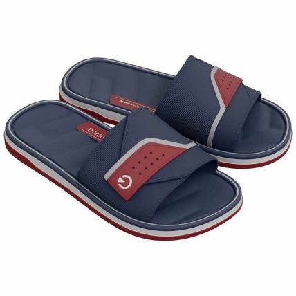 Chinelo Slide Masculino Cartago Malaga Sport - 12642 - Cinza/azul/vermelho - Atacado