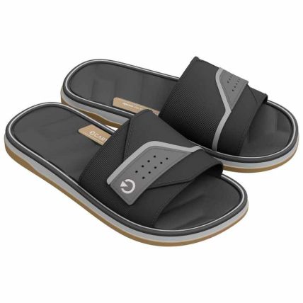 Chinelo Slide Masculino Cartago Malaga Sport - 12642 - Cinza/preto/amarelo - Atacado