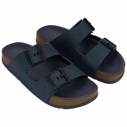 Chinelo Slide Masculino Cartago Milao Plus - 12501 - Marrom/azul - Atacado
