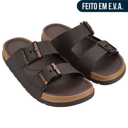 Chinelo Slide Masculino Cartago Roma - 12769 - Castor/marrom Escuro - Atacado