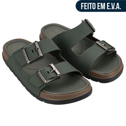 Chinelo Slide Masculino Cartago Roma - 12769 - Marrom/verde - Atacado