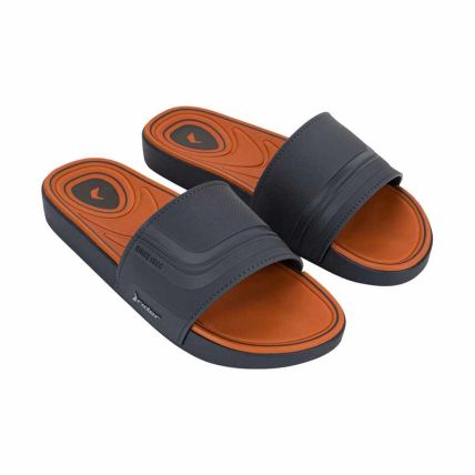 Chinelo Slide Masculino Rider Pulse - 12617 - Preto/cinza/laranja - Atacado