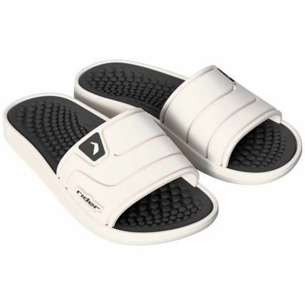 Chinelo Slide Masculino Rider Pump Iii - 12708 - Branco/branco/preto - Atacado