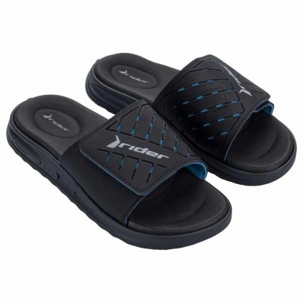 Chinelo Slide Masculino Rider R Soft Plus - 12529 - Cinza/preto/azul - Atacado