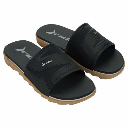 Chinelo Slide Masculino Rider Rw Plus - 12441 - Bege/preto - Atacado