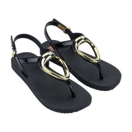 Sandalia Feminina Zaxy Fancy - 19283 - Preto/ouro - Atacado