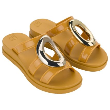 Chinelo Slide Feminino Zaxy Voice - 19346 - Amarelo Escuro/ouro - Atacado