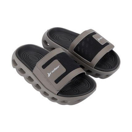 Chinelo Slide Masculino Rider R Power - 12444 - Cinza/cinza/preto - Atacado