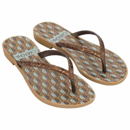 Rasteira Feminina Grendha Amor Em Flor - 19086 - Bronze Castor - Atacado