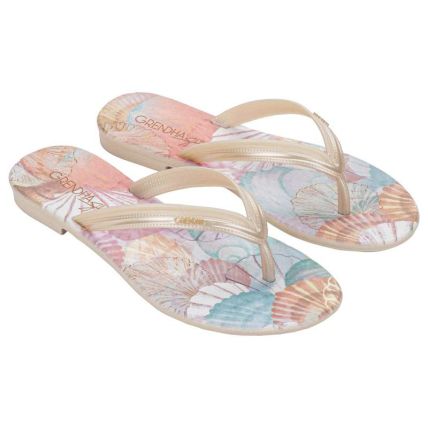 Rasteira Feminina Grendha Rara - 19372 - Off White Metalizado - Atacado