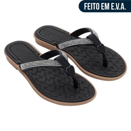 Rasteira Feminino Grendha Bela Mais Conforto Brilho - 19505 - Preto - Atacado