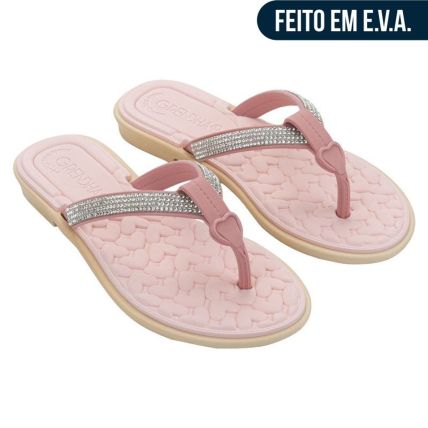 Rasteira Feminino Grendha Bela Mais Conforto Brilho - 19505 - Rosa Suave - Atacado
