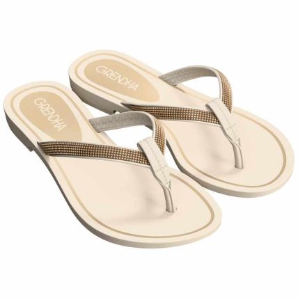 Rasteira Feminino Grendha Brilho - 19290 - Off White - Atacado