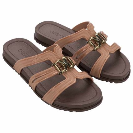 Rasteira Feminino Grendha Exclusiva - 19444 - Marrom Make/marrom - Atacado