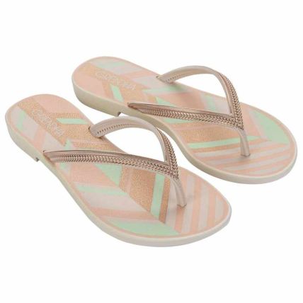 Rasteira Feminino Grendha Mais Acai Energia - 18060 - Off White Geometrico - Atacado