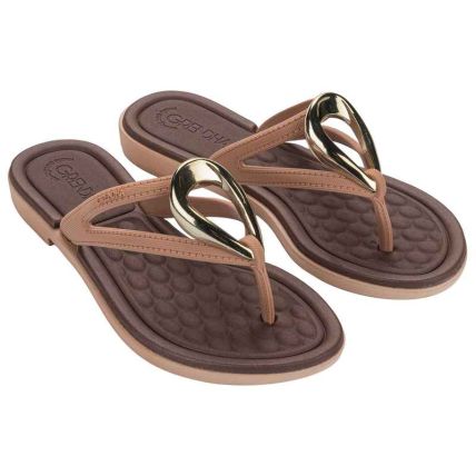 Rasteira Feminino Grendha Mais Conforto Equilibrio - 19506 - Marrom Make/marrom - Atacado