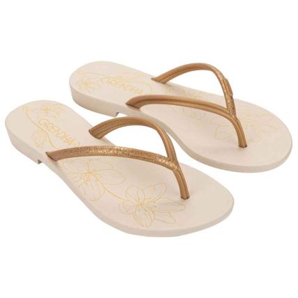 Rasteira Feminino Grendha Preciosa - 19443 - Dourado/off White - Atacado