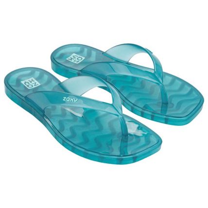 Rasteira Feminino Zaxy Jelly - 19547 - Azul Cobra Transparente - Atacado