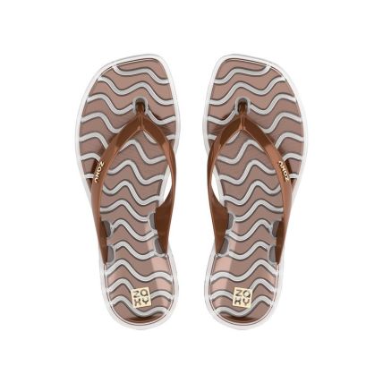 Rasteira Feminino Zaxy Jelly - 19547 - Marrom Cacau Perolado - Atacado