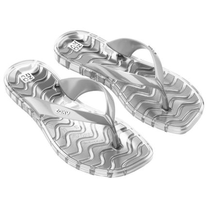 Rasteira Feminino Zaxy Jelly - 19547 - Prata Luz - Atacado