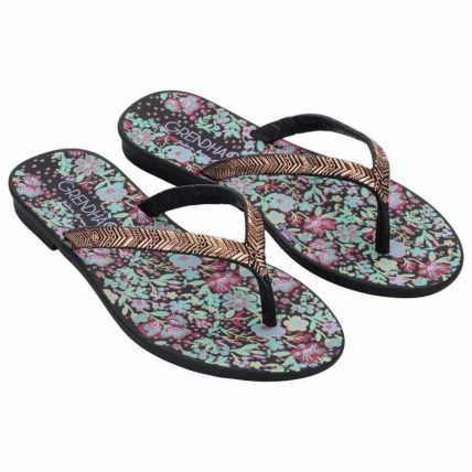 Rasteira Infantil Grendha Bela Amor Em Flor - 19313 - Preto Liberty - Atacado