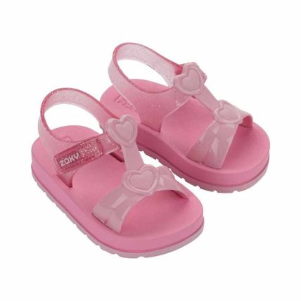 Sandalia Baby Zaxynina Heart - 19363 - Rosa Medio - Atacado