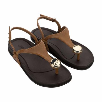 Sandalia Feminina Grendha Elegancia - 19377 - Castor Cafe Escuro - Atacado