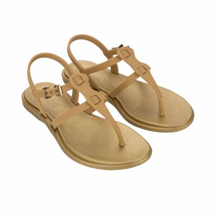 Sandalia Feminina Grendha Lumina - 19395 - Bege Mel Dourado - Atacado