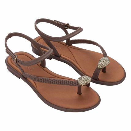 Sandalia Feminina Grendha Mais Conforto Icone - 19379 - Marrom Urso - Atacado