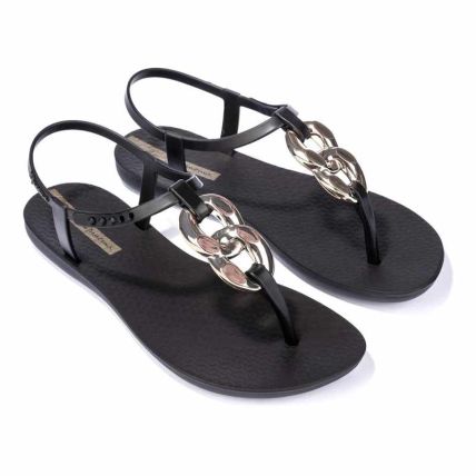 Sandalia Feminina Ipanema Class Connect Ii - 83701 - Preto/preto/dourado - Atacado