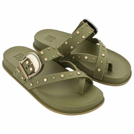 Sandalia Feminina Zaxy Mood - 19359 - Verde Azeitona - Atacado