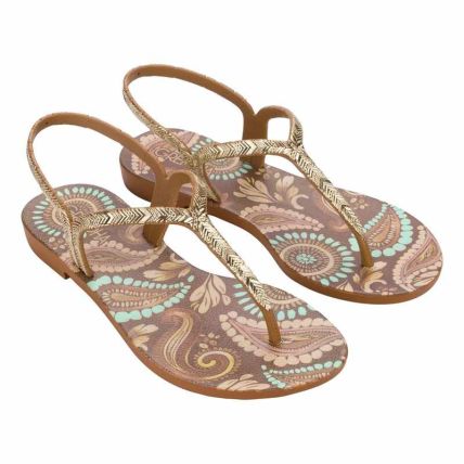 Sandalia Feminino Grendha Amor Em Flor - 19228 - Castor/paisley - Atacado