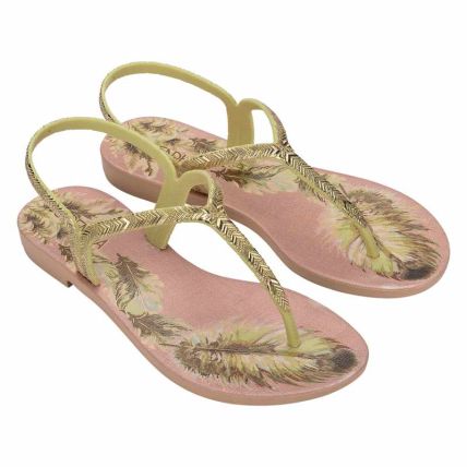 Sandalia Feminino Grendha Amor Em Flor - 19228 - Verde Abacate Bege - Atacado