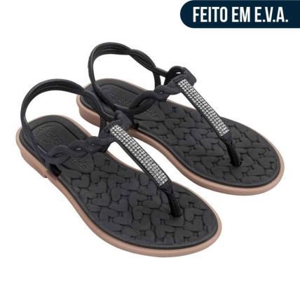 Sandalia Feminino Grendha Bela Mais Conforto Encantadora - 19523 - Preto - Atacado