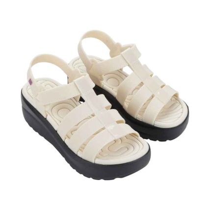 Sandalia Feminino Zaxy Conectada Up - 19409 - Off White Claro/preto - Atacado
