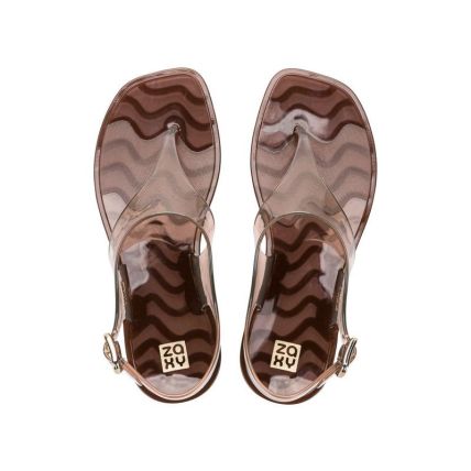 Sandalia Feminino Zaxy Jelly - 19585 - Marrom Mocca Transparente - Atacado