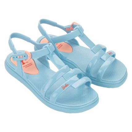 Sandalia Infantil Barbie Glass Flat - 23434 - Azul Claro/rosa - Atacado