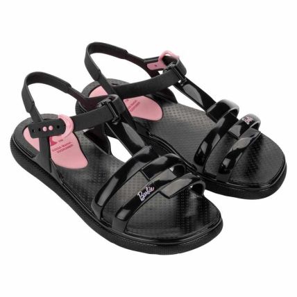 Sandalia Infantil Barbie Glass Flat - 23434 - Preto/rosa - Atacado