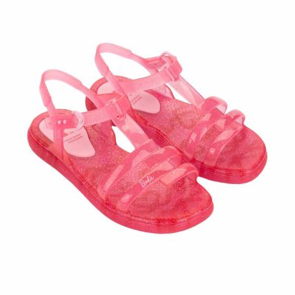Sandalia Infantil Barbie Glass Flat - 23434 - Rosa Glitter/rosa - Atacado