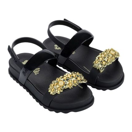 Sandalia Infantil Barbie Steady Step Flat - 23534 - Preto/preto/ouro - Atacado