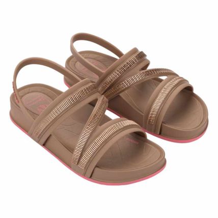 Sandalia Infantil Ipanema Shine - 27576 - Marrom Mocca/rosa - Atacado