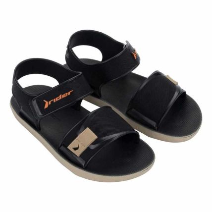 Sandalia Infantil Rider Kick Papete - 12354 - Bege/preto/laranja - Atacado