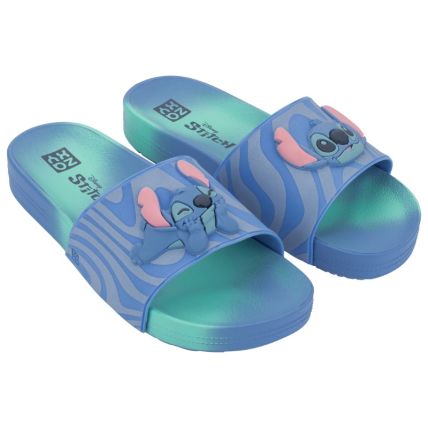 Chinelo Slide Feminino Zaxy Disney - 19198 - Azul Hortencia/stitch - Atacado