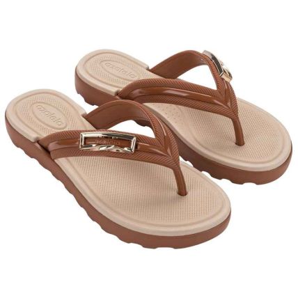 Tamanco Feminino Azaleia Elisa - 19481 - Marrom Pecan/bege - Atacado