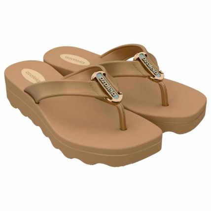 Tamanco Feminino Azaleia Gi - 19427 - Dourado/bege Mel - Atacado