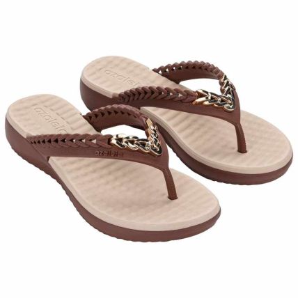 Tamanco Feminino Azaleia Ivy - 19385 - Marrom Cacau/bege Cupuaçu - Atacado