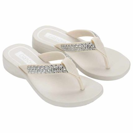 Tamanco Feminino Grendha Cristalina - 19403 - Off White Claro - Atacado