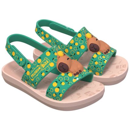 Sandalia Baby Mundo Bita Capi - 23309 - Bege/verde - Atacado